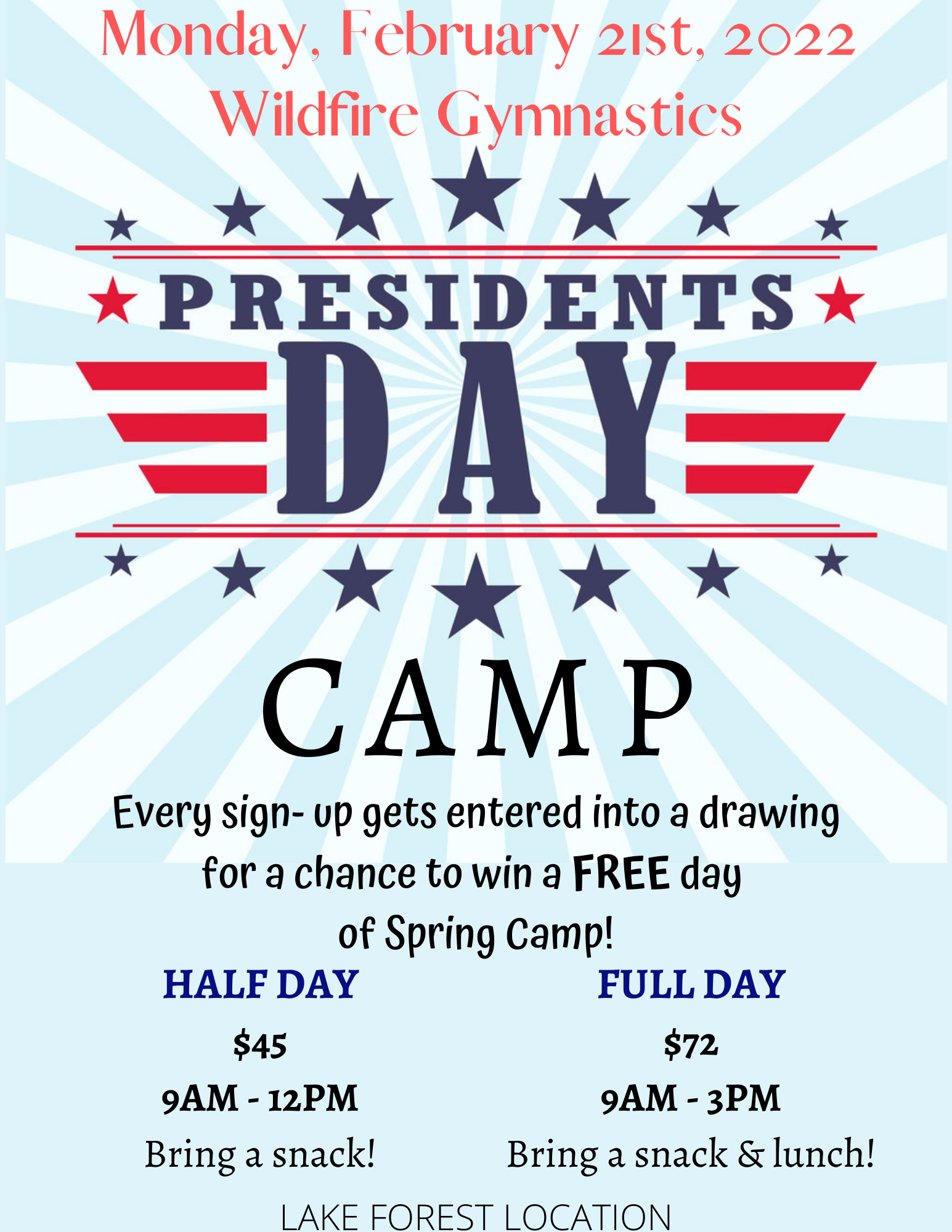 Presidents Day Camp 2022